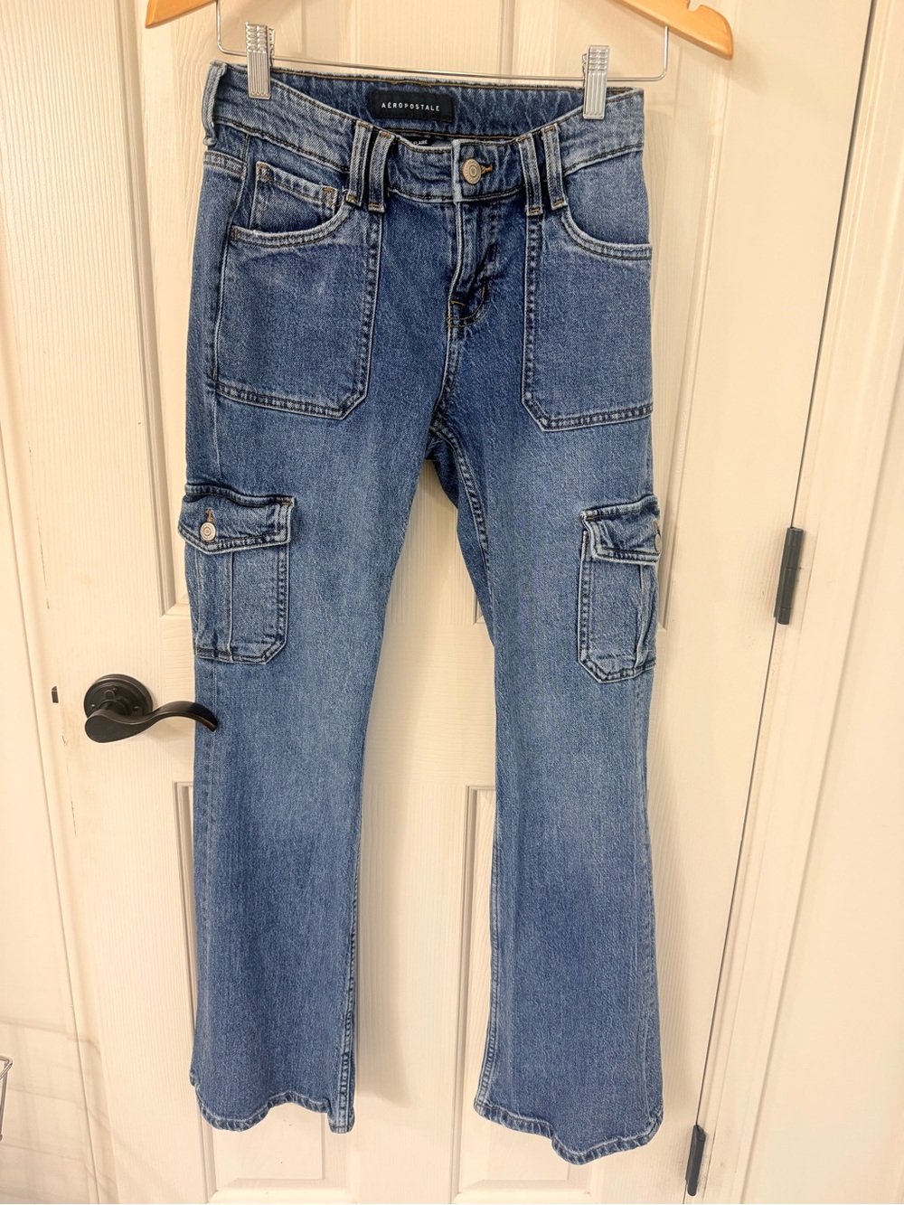 Aeropostale Women's Medium Blue Cargo Bootcut Jeans
